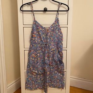 Baby blue floral summer dress mini flower print